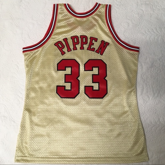 Bulls Scottie Pippen Gold Swingman Jersey Men’s L - Picture 6 of 8